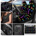 thumbnail image 2 of Yuyamidu Colorful Dog Paw Car Seat Cover 12 PCS Auto Front Back Seat Cover with Steering Wheel Cover Seat Belt Pads Cup Holder Wrist Key Chain Cute Lipstick Case Keychain, 2 of 6
