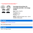 thumbnail image 2 of Front Brake Pad and Rotor Kit - Compatible with 2008 - 2014 Dodge Avenger 2009 2010 2011 2012 2013, 2 of 2