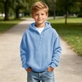 thumbnail image 5 of KyCheLot Boys Hoodie Quarter Zip Long Sleeve Textured Sweatshirt Fashion School day Activewear for Boys Age 3-14, 5 of 9