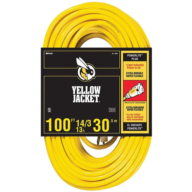 Cable de extensión Yellow Jacket 2888, 30,5 m, 13 amperios, SJTW
