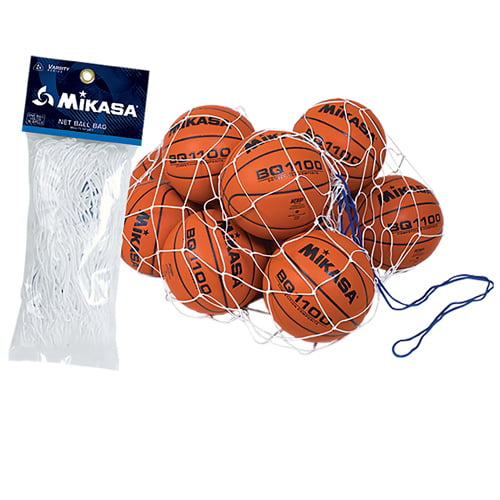 holds basketballs&volleyballs&soccer balls Polyester mesh,White Mikasa Net bag