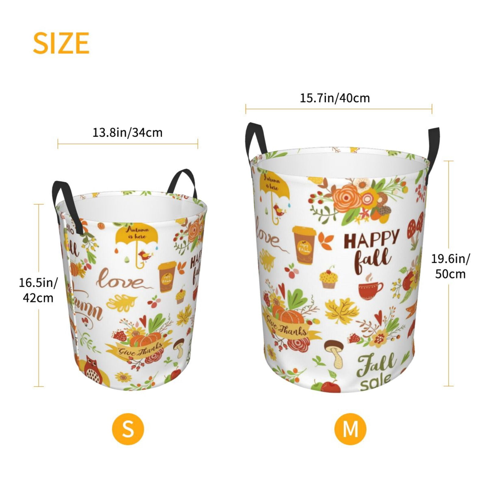 Large Laundry Basket with Handles - Hello Fall Autumn Is Here Kids Baby Dirty Clothes Laundry Hamper for Bedroom Aesthetic