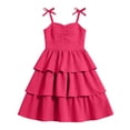 thumbnail image 3 of mgoYE Girls Spaghetti Strap Ruffled Swing Dress for Teen Tween Formal Prom Back to School Homecoming Dance Casual(Hot Pink,7-8 Years), 3 of 5