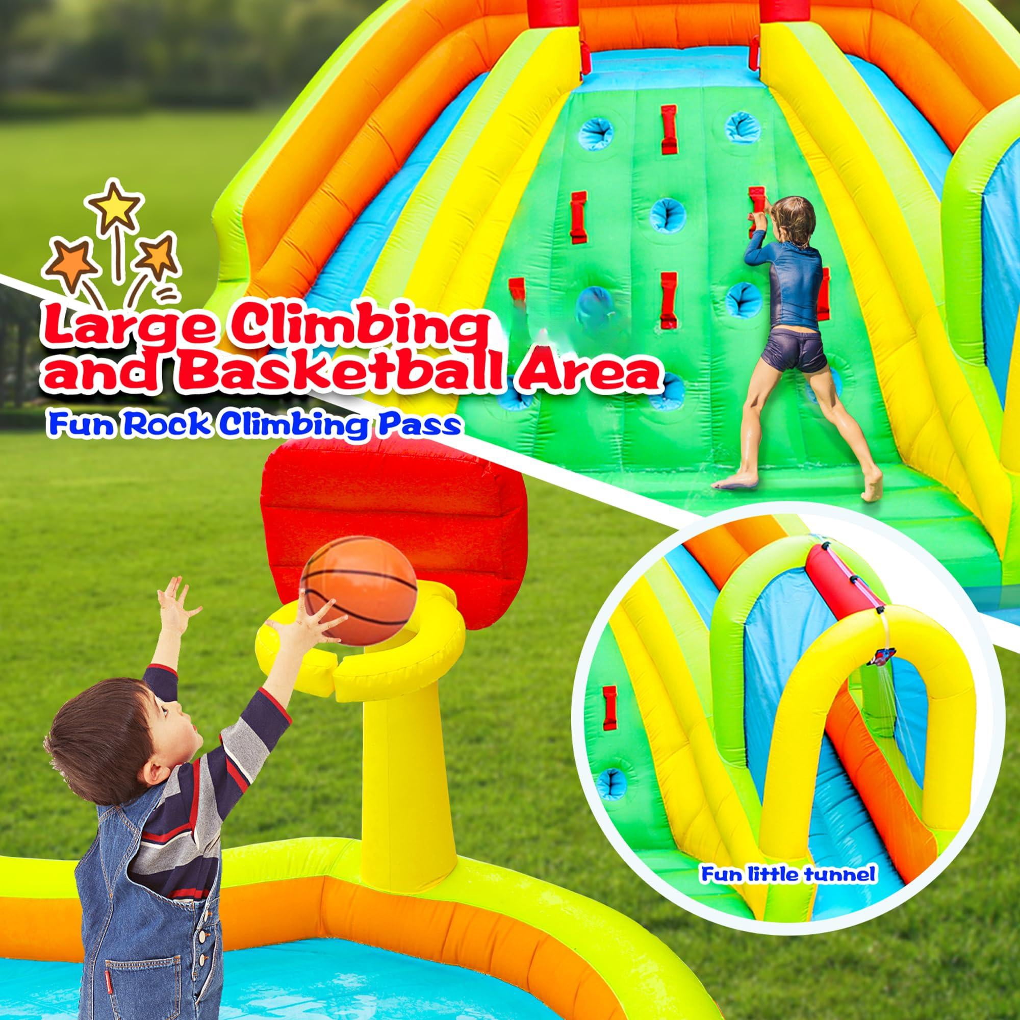 Inflatable Double Water Slide Park House with Sprays and Air Blower