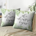 thumbnail image 4 of LALILO Throw Pillow Covers Frame With Quote Adventure Green Leaves Floral Cushion Cover 18" x 18", 2 Pack, 4 of 6