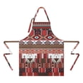 thumbnail image 2 of Red Boho Tribal Diamonds and Rectangles Apron-Garden Aprons for Women with Pockets-Cotton Linen Waterproof Kitchen Cooking Gardening Aprons Adjustable for Kitchen,Cooking,BBQ and Salon 33x27 Inch, 2 of 7