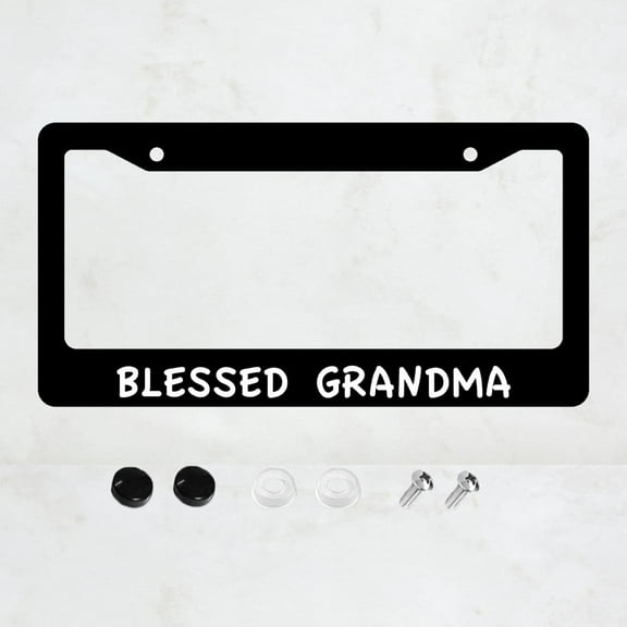 Blessed Grandma License Plate Prame Aluminium Rust-Proof Auto Parts License Plate Decorative Screws Fit Standard 2 Holes 1 U.S. License Plate, 12.2x 6.3 Inch