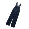 thumbnail image 4 of Pantalones vaqueros con tirantes para mujer Pantalones anchos sueltos Pantalones de pierna recta, Azul oscuro, M Sweethay AP001488-06B, 4 of 7