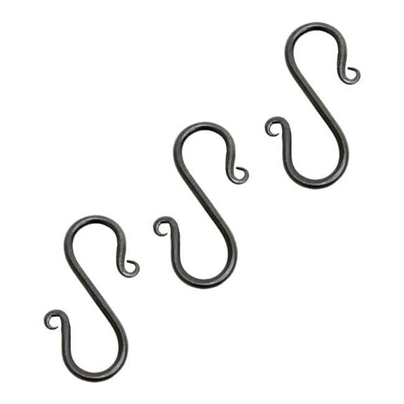 Achla Designs SS-01-3 Mini S-Hook, Black Powder Coat - Pack of 3