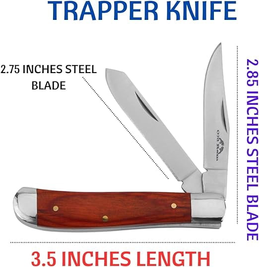 Old Ram - 2PC Traditional Classic Style Folding Trapper Knife Holiday Gift Set (Wood)