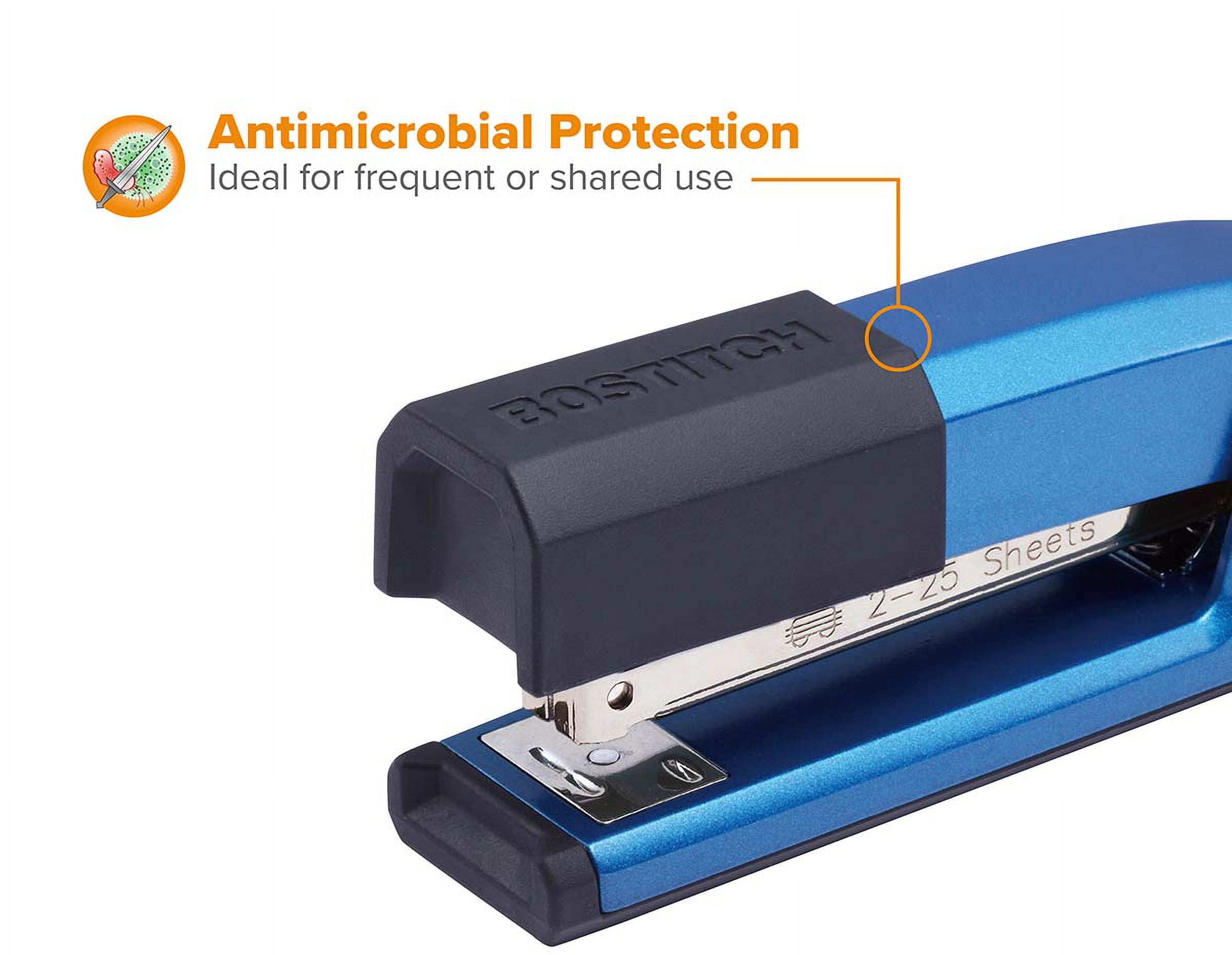 Bostitch Antimicrobial Epic Stapler, 25-Sheet Capacity, Blue