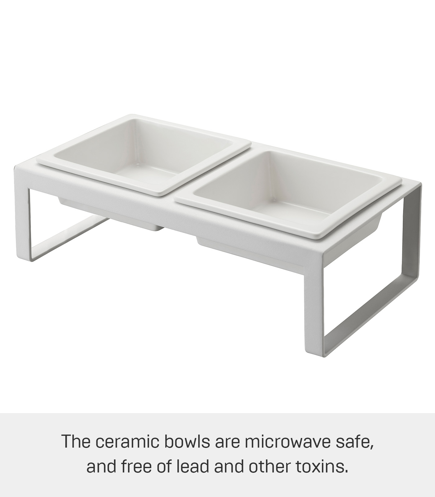 Yamazaki Home Pet Food Bowl - Two Styles, White, Steel + Ceramic, Tall, 1.25 cups, 300 milliliters per bowl, No Assembly