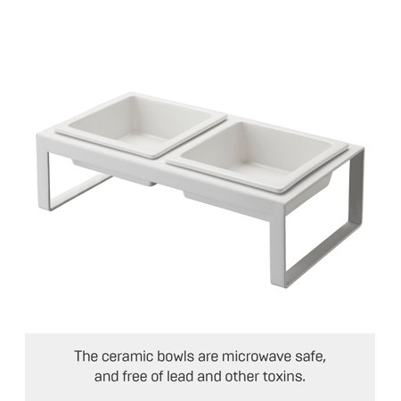 猫 食器 おしゃれ ２個セット ツイン 猫 フードボウル 猫食器 陶器 猫 皿 脚付 tower ペットフードボウルスタンドセット タワー トール