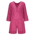 thumbnail image 5 of Dwaogom Women's Lace Top And Shorts Fashion Casual Set Long Sleeve Sweatshirt Jogger Pants Lounge Sets Casual Short Set, 5 of 6