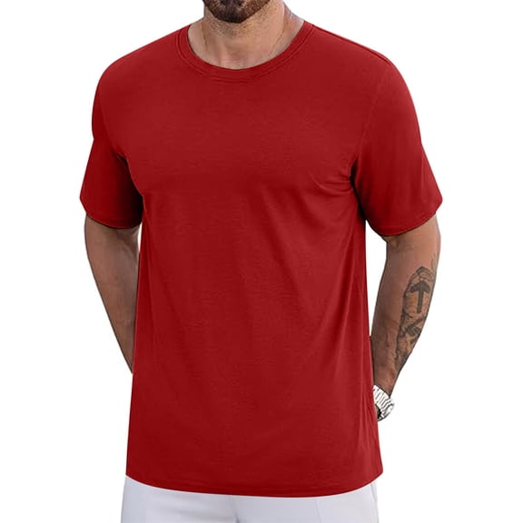 Blmnix Oversized T Shirts for Man Heavy Weight Tshirts Cotton T Shirts Pullover T-Shirt Crew Neck Red Short Sleeve Classic T-Shirt Men's Athletic Shirts & Tees,XXXXXL