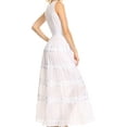 thumbnail image 4 of Sakkas Leik Long Crochet Embroidered Paneled Crossover Adjustable Batik Tank Dress - White - 1X, 4 of 4