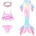 thumbnail image 2 of Cola de sirena para nadar para niñas y niños, hermoso disfraz de sirena, traje de baño, traje de baño Cosplay, 2 of 3