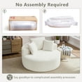 thumbnail image 4 of 55'' Oversized Upholstered Sofa Bed, Round Chaise Lounge Chair Indoor, Fluffy Plush Chaise Lounge with 3 Pillows, Modern Velvet Cloud Couch with Deep Seat, for Living Room Apartment, White, 4 of 8