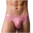 thumbnail image 2 of USNSM Men's Solid Color Large Mesh Comfortable Breathable Low Rise Wide Belt Boxer Briefs Soft Stretch Trunks Pink L, 2 of 6