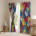 thumbnail image 3 of Homewish Teens Abstract 3D Stripes Black Out Curtains,Colorful Geometric Lines Curtains Pack of 2 (42x63 Each),Retro Vintage Bedroom Curtains,Luxury Bedroom Decor, 3 of 6