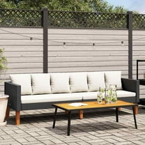 vidaXL Garden Sofa Black PE rattan 3-seater Modular Garden Sofa