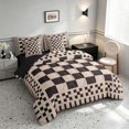 thumbnail image 2 of Manfei Retro Checkerboard King Bedding, Brown Beige Plaid King Bed in a Bag, Black Reversible 7pcs, 2 of 6