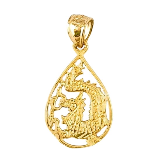 14K Yellow Gold Dragon Pendant