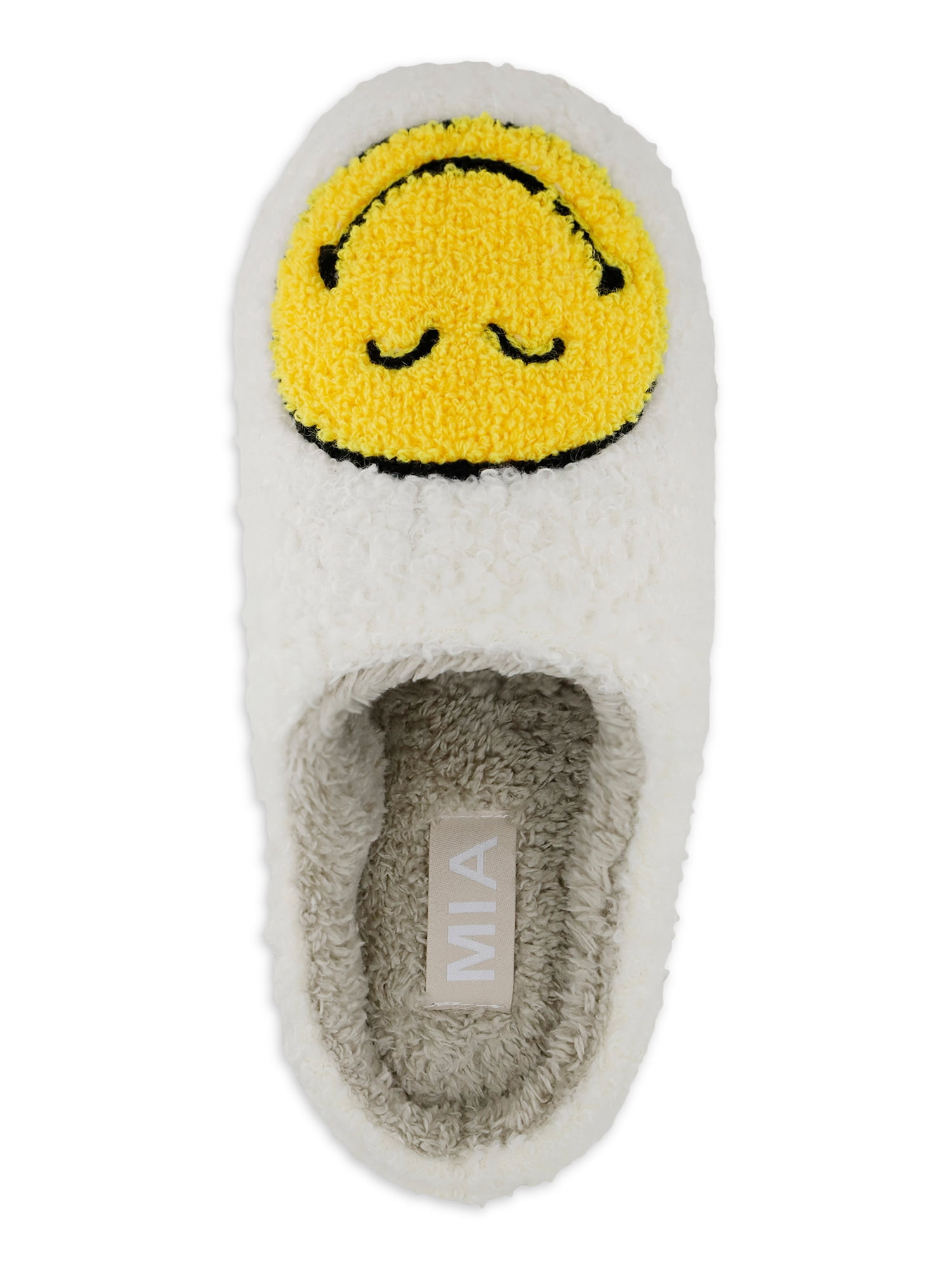S+R Women's Smiley Graphic Cozy Slide Slipper