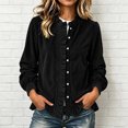 thumbnail image 5 of Cmtiyu Fashion Jackets for Women Long Sleeve Round Neck Button Down Black Corduroy Jacket with Ruffled Hem Casual Fall Outerwear Jacket S-3XL, 5 of 6