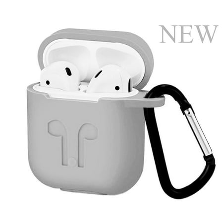 Waterproof AirPods Silicone Case Cover Protective Skin for Airpods Charging Case with Carabiner Keychain Belt