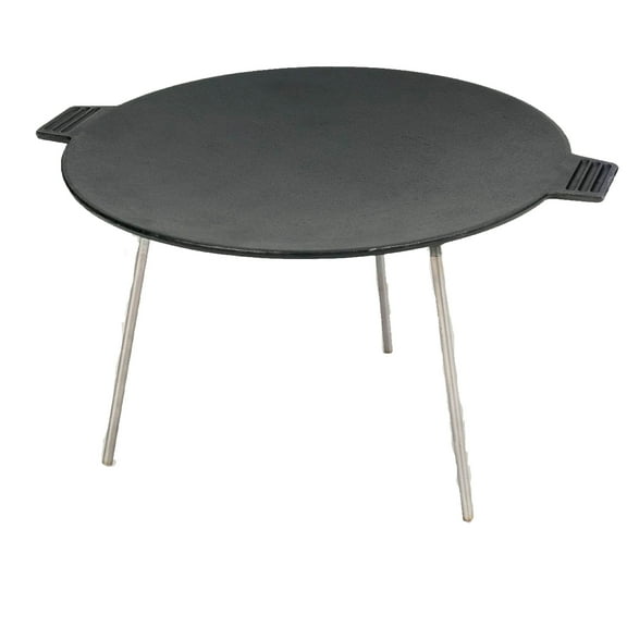 Bayou Classic 7488 Cast Iron Campers Discada Features Detachable Legs 17-in Diameter Cook-Top Perfect For Cooking Pancakes Bacon Hashbrowns or A Rustic Creole Breakfast