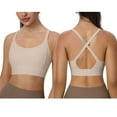 thumbnail image 6 of COMVALUE Sports Bras for Women, Criss Cross Back Medium Support Bras Strappy Yoga Workout Bra with Pads (Beige, XL), 6 of 7