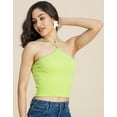 thumbnail image 3 of Moomaya Basic Crop Top For Women, Halter Neck Knitted Casual Top, 3 of 8