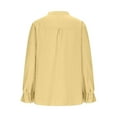 thumbnail image 4 of Lenpel Women's Oversized Blouses Casual V Neck Quarter Button Embroidered Ruffle Long Sleeve Shirts Loose Tunic Tops(Yellow,X-Large), 4 of 6
