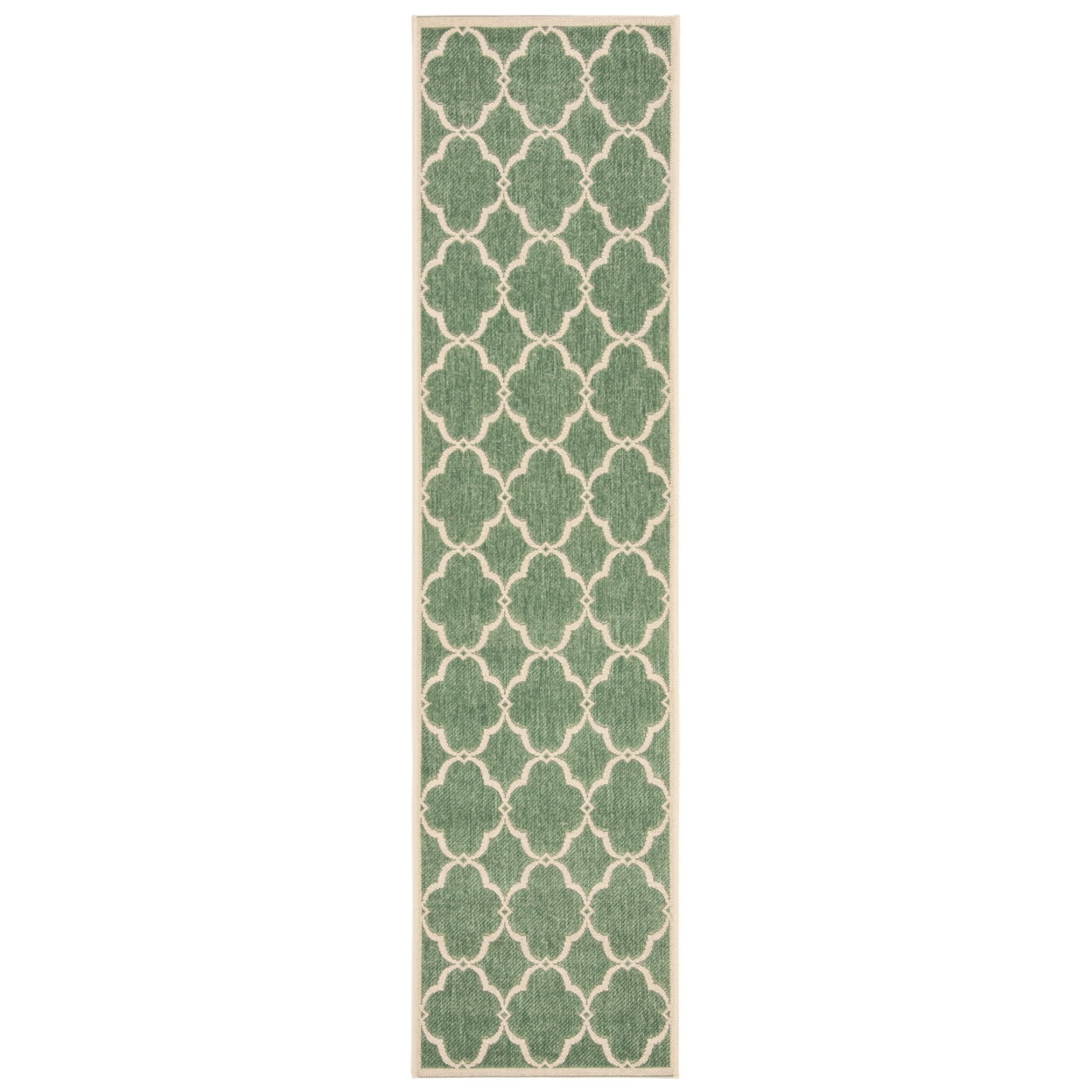 SAFAVIEH Beach House Sharla Geometric Indoor/Outdoor Area Rug, Green/Creme, 6'7" x 6'7" Square