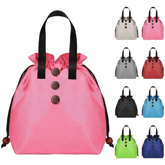 Insulated Drawstring Lunch Tote, Leakproof Thermal Cooler Bag with Handles for Work & School