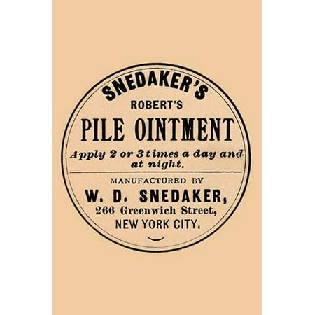 A dermatological quack medical ointment for piles  Taken from a vintage medicine bottle label Poster Print by