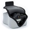 thumbnail image 2 of USA Gear DSLR Camera Sleeve with Neoprene Protection, Holster Belt Loop and Accessory Storage - Compatible with Canon EOS Rebel T7, 850D, 250D, SL3, R7, Nikon D3500, D5600, and More (Gray), 2 of 4