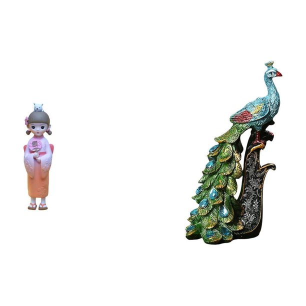 Muñeca Geisha Japonesa,Muñeca geisha con kimono japonés,adorno tradicional,Figura de escritorio,Estatua de pavo real en estante,escritorio,decoración del hogar,Figuras decorativas creativas