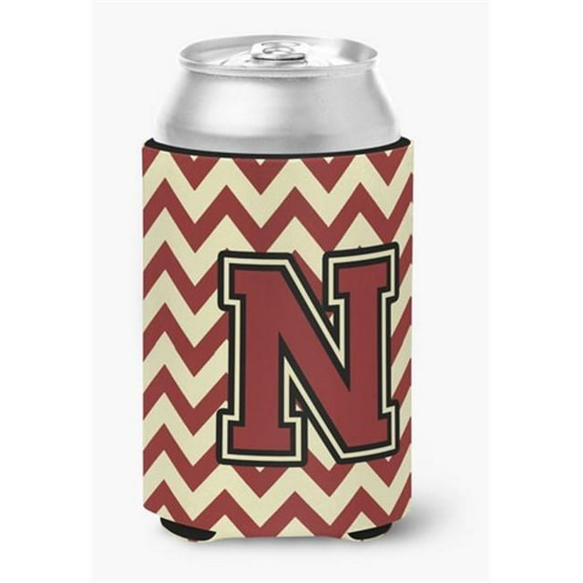 Carolines Treasures CJ1061-NCC Letter N Chevron Maroon & Gold Can or Bottle Hugger