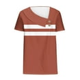 thumbnail image 4 of Shirts for Women under $10 Short Sleeved V-Neck Stripe Printed Button Shirt Casual T-shirt Orange S, 4 of 6