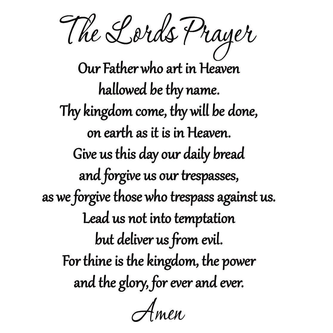 VWAQ The Lord's Prayer Bible Wall Decal Our Father Vinyl Wall Art Scripture Quote Faith Home Christian Decor Stickers - image 2 of 2