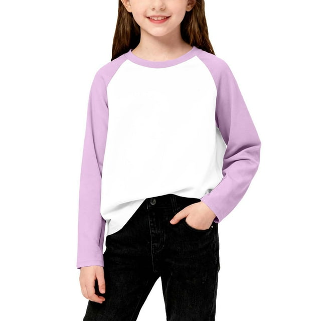 Cowsor Boys Girls T Shirts Casual Raglan Long Sleeve Tee Crewneck Color Block Cute Blouses Tops