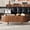 Antique brown, variant on Minimalist Oval Lift-Top Coffee Table with Hidden Storage & Wood Wave Grain Finish, for Living Room, Acacia Wood