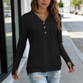 thumbnail image 4 of Womens Long Sleeve V Neck Henley Shirts Hooded Pullover with Thumb Holes, Summer Casual Athletic Running Hiking Tops Quick Dry Workout Clothes with Kangaroo Pocket, 4 of 8