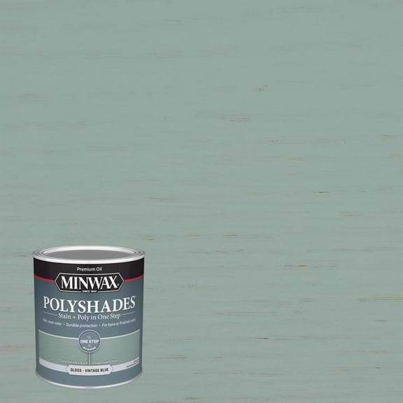 Minwax 614944444 Stain/Polyurethane Finish Polyshades Semi-Transparent Gloss Vintage Blue 1 qt Vintage Blue