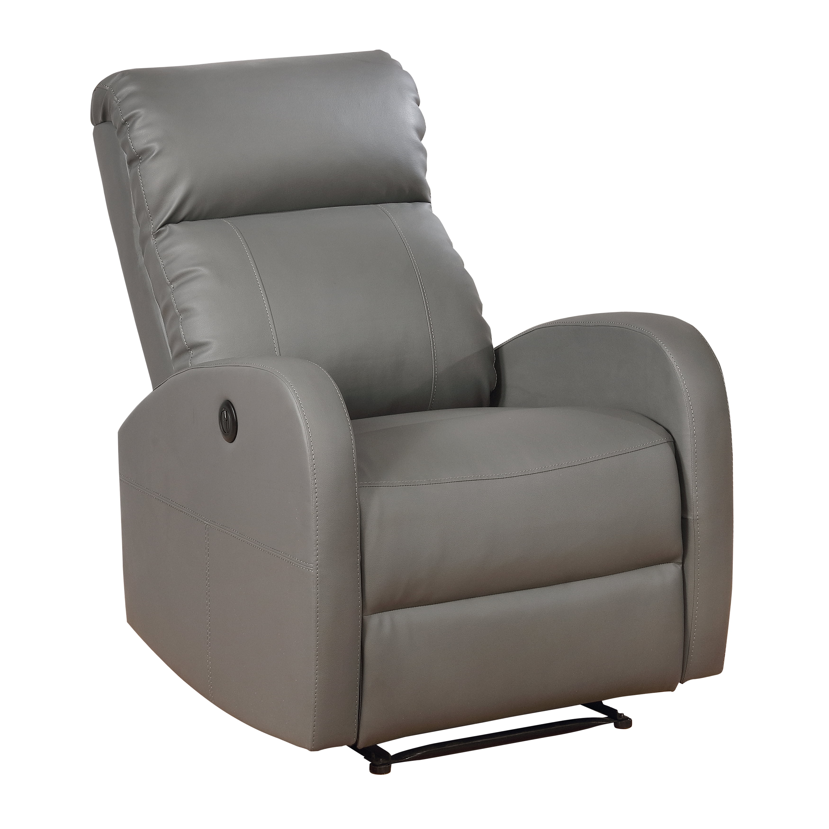 Sean Modern Faux Leather Infused Small Power Reading Recliner with Lower Back Massager, Grey