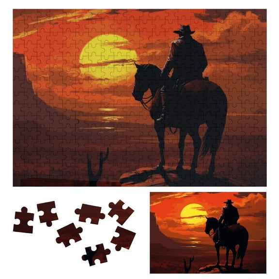 Shiartex Horse Sunset Wooden Jigsaw Puzzle for Adults, Challenging Difficult Wood Puzzle Gift for Family Friends 300 PCS