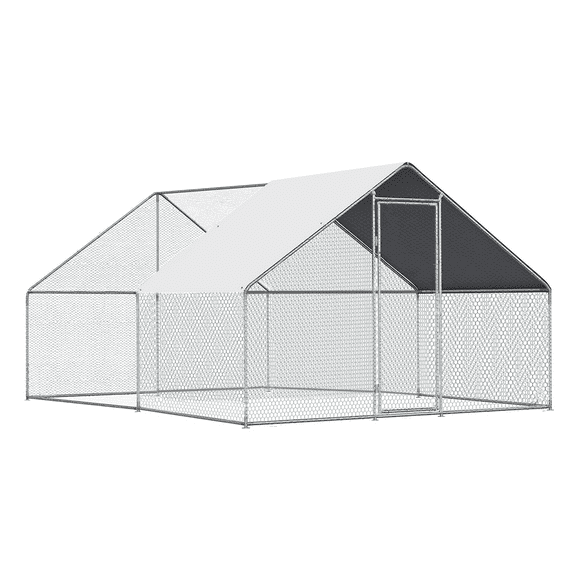 Large Chicken Coop for 20-30 chickens Walk-in Metal Poultry Run Cage Outdoor Backyard Hen House with Roof Cover