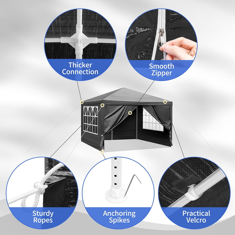 Aimee Lii 120" x120" Large Party Tent, Events Shelter Canopy Gazebo with 4 Side Walls, Shade Shelter for Weddings, Picnic, Black Aimee Lii 120" x120" Large Party Tent, Events Shelter Canopy Gazebo with 4 Side Walls, Shade Shelter for Weddings, Picnic, Black